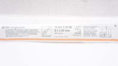 BD 382268 Angiocath I.V. Cath. For Special Placement 14GA x 3.25inch 249ml/min